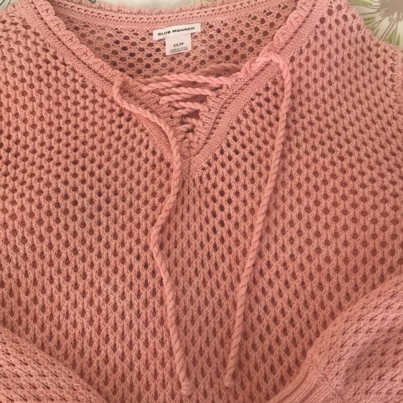 Club Monaco XS salmon top tie up 100% cotton salmon - Picture 3 of 6